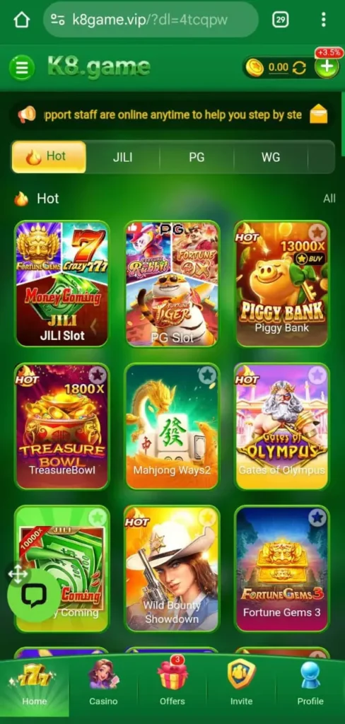 k8 Game interface screenshot image