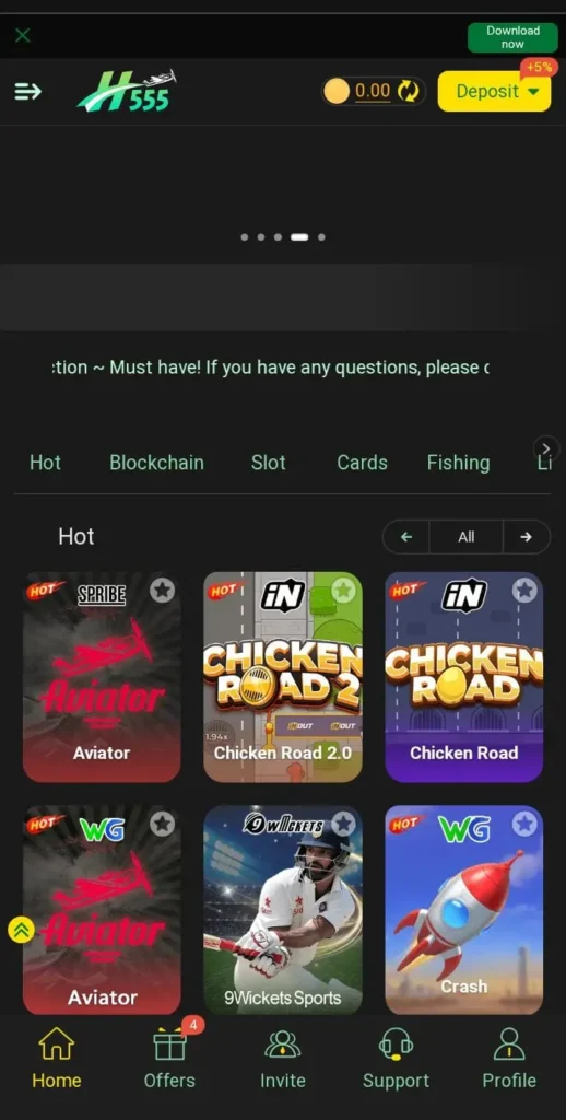 H555 Game interface screenshot image