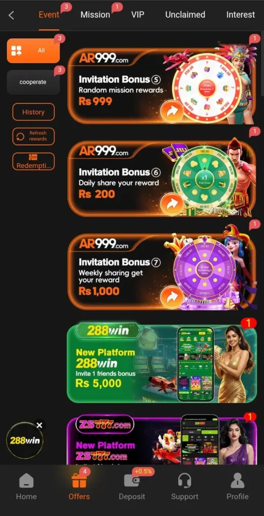 AR999 Game daily bonuses