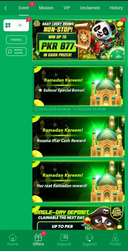 Daily bonuses in LLYY Game