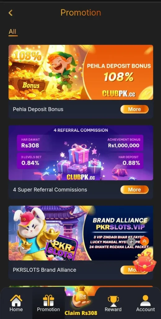 Daily bonuses in CLUBPK Game