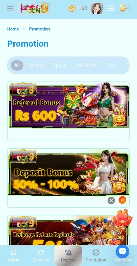 Daily bonuses in CCN9 Game