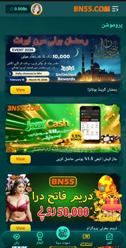 Daily bonuses in BN55 Game