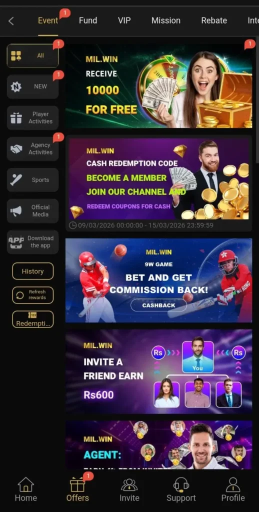 Daily bonuses in milwin game.