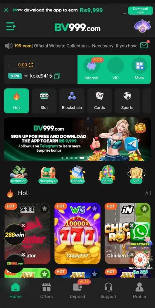 bv999 game interface screenshot image