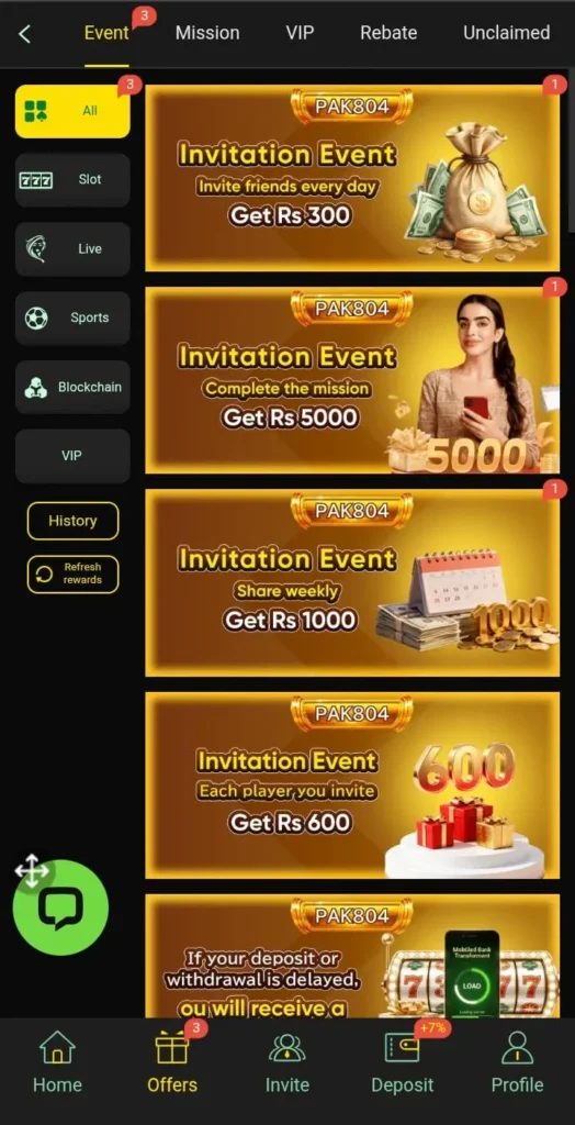 Daily bonuses in QK777 Game.