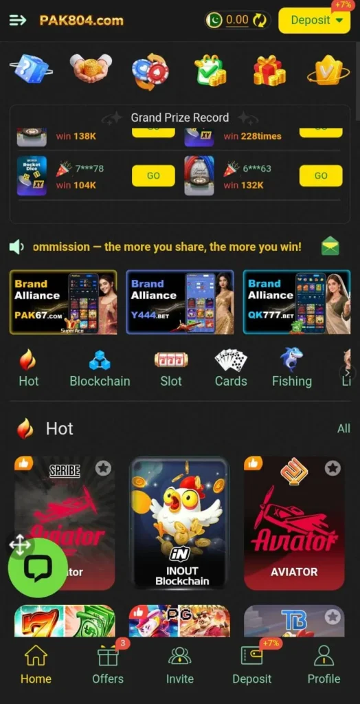 QK777 Game interface screenshot image.