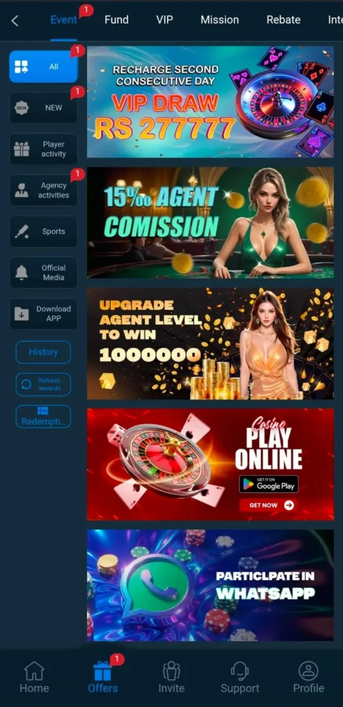 Daily bonuses in 3RR777 Game.