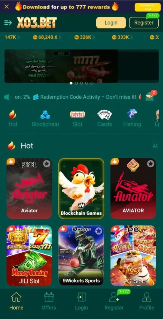 X03BET Game interface screenshot image.