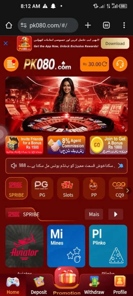 PK080 Game interface screenshot image.