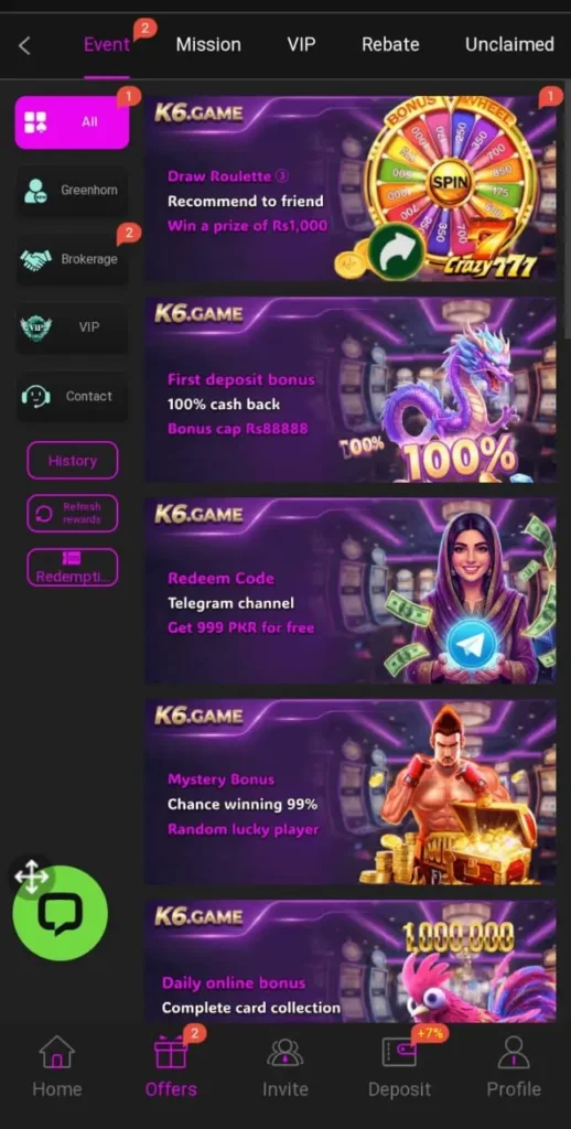 Daily bonuses in BBRS Game