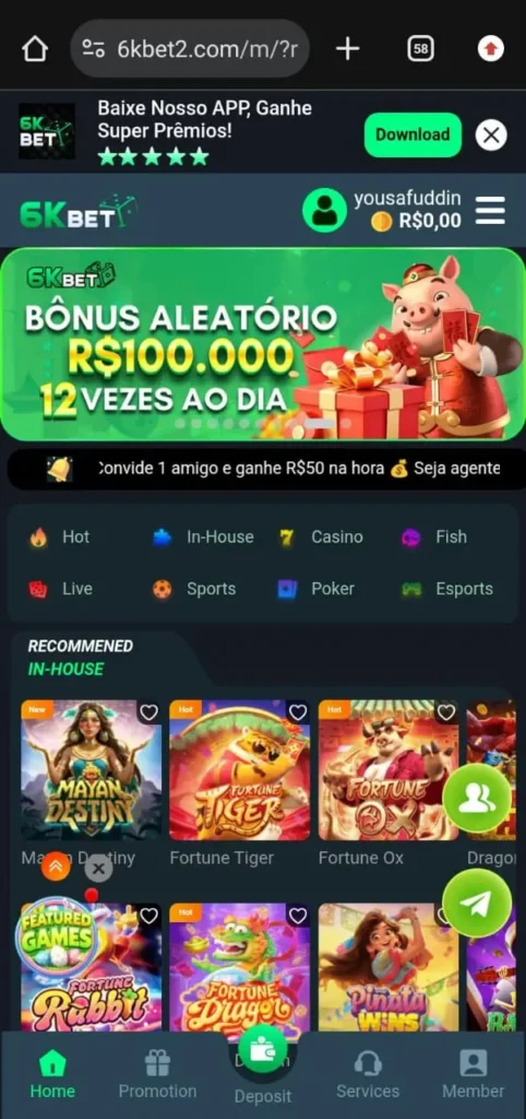 6KBet game interface screen shot